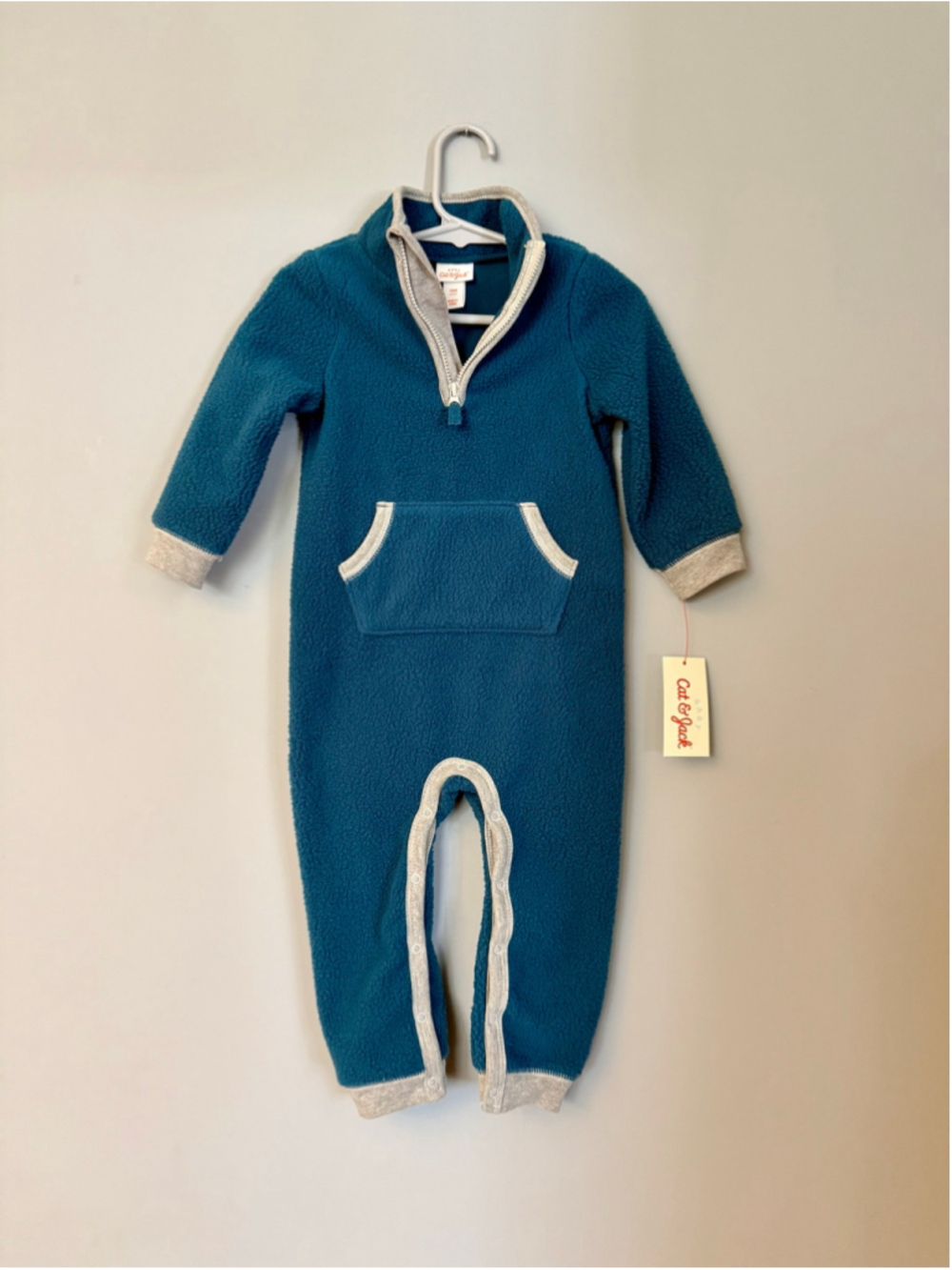 Baby Cat & Jack Fleece Jumpsuit 18 Months Blue and Grey